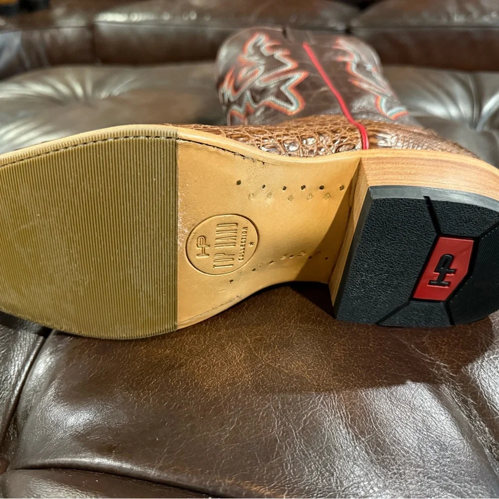 Caiman 10.5EE Horse Power Exotic Brown Cowboy Boots EC - Picture 10 of 15